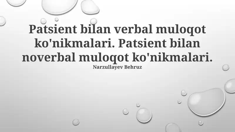 Bemor bilan samarali og'zaki muloqot