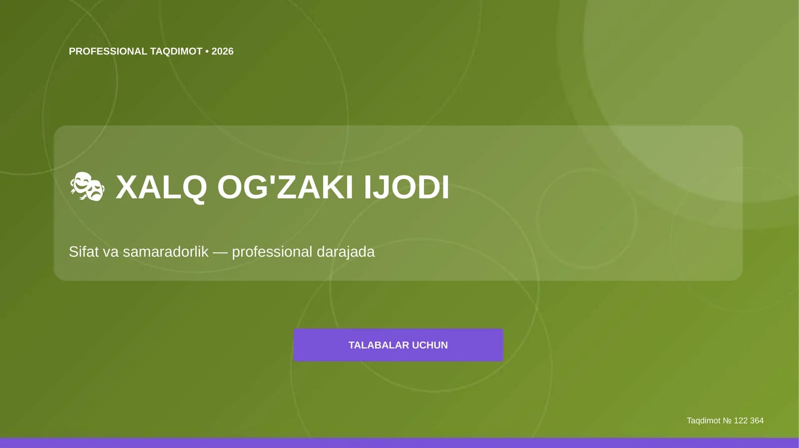 Xalq og'zaki ijodi: sifat va samaradorlik