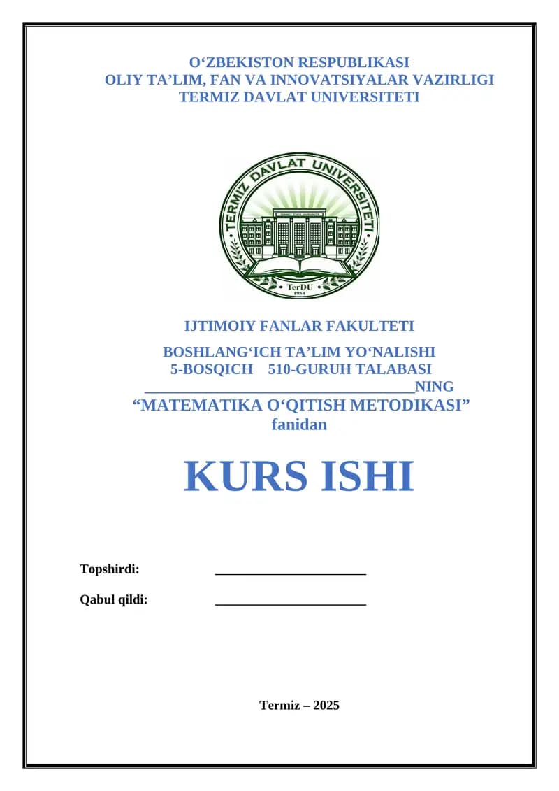 "MATHEMATICS TEACHING METHODOLOGY"