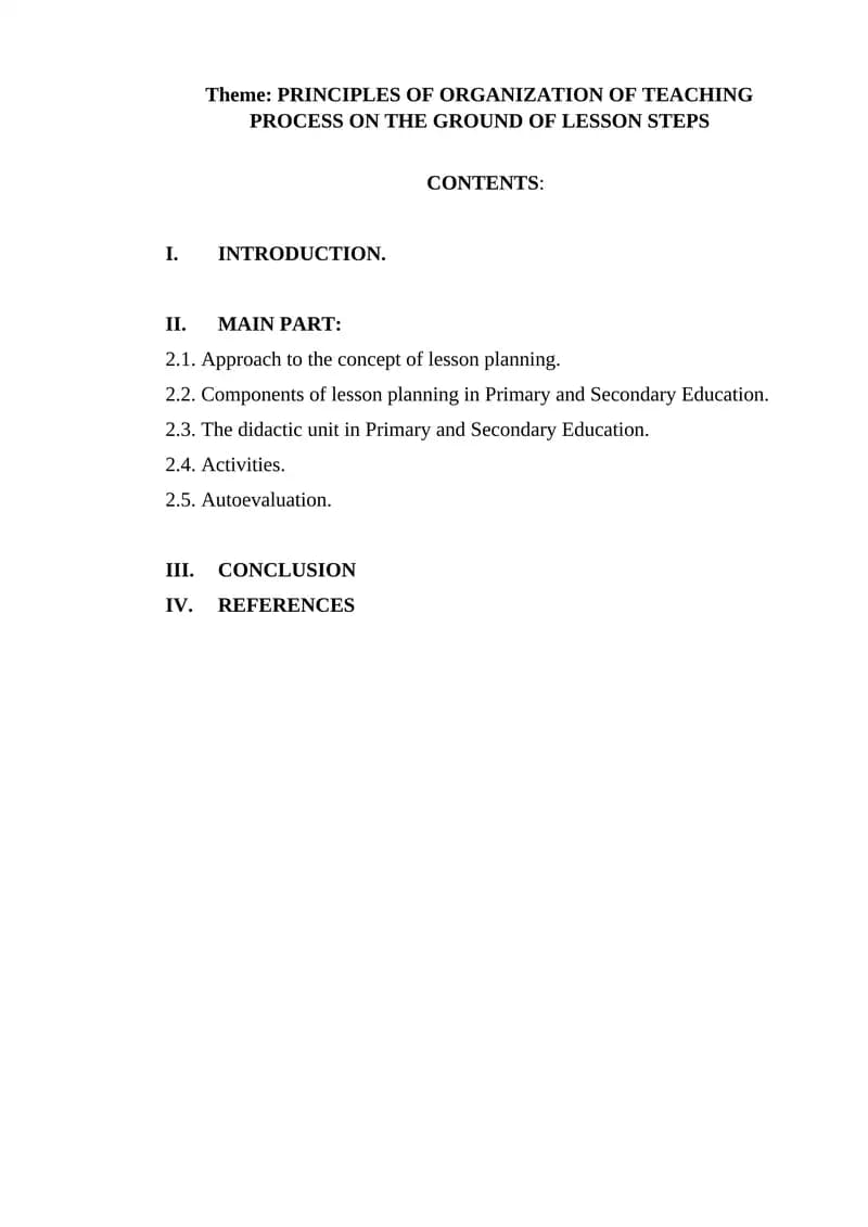 Lesson Planning in Primary and Secondary Education
