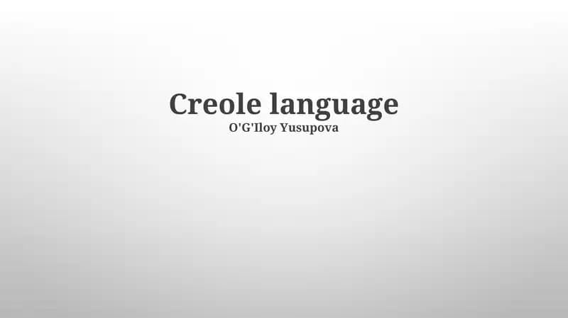 Creole Cultures and Communities
