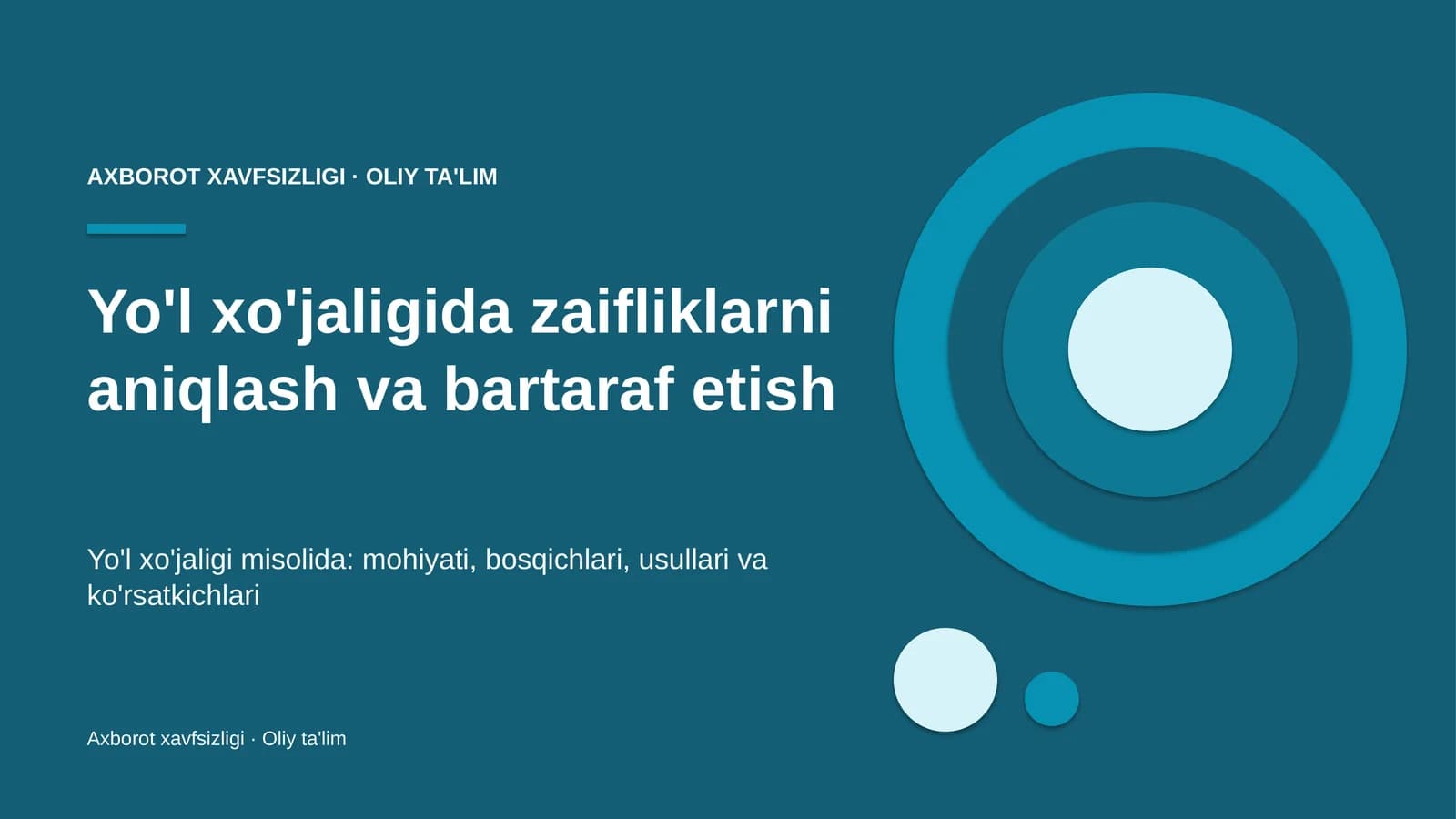 Yo'l xo'jaligida zaifliklarni aniqlash va bartaraf etish