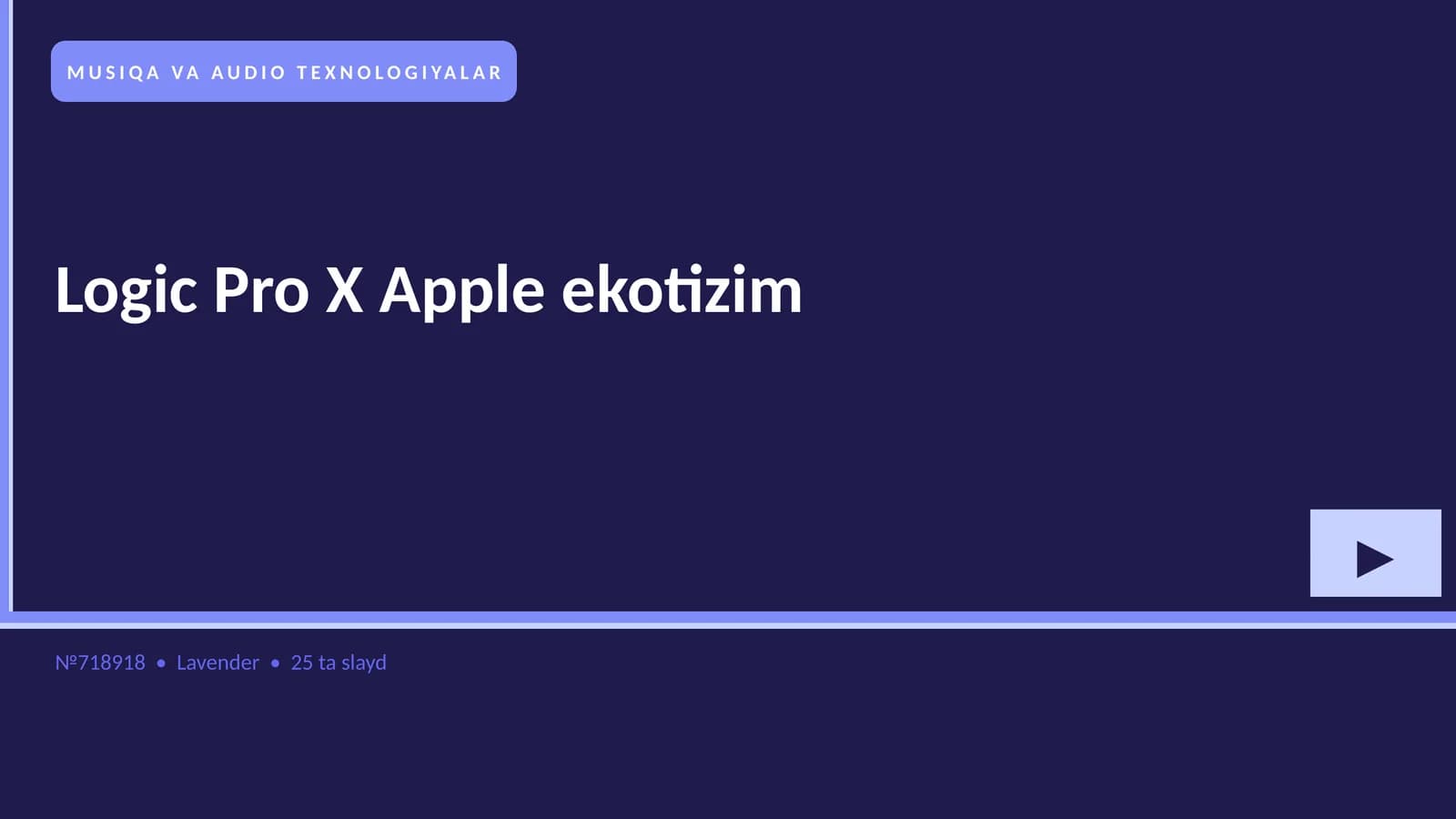 MUSIQA VA AUDIO TEXNOLOGIYALAR