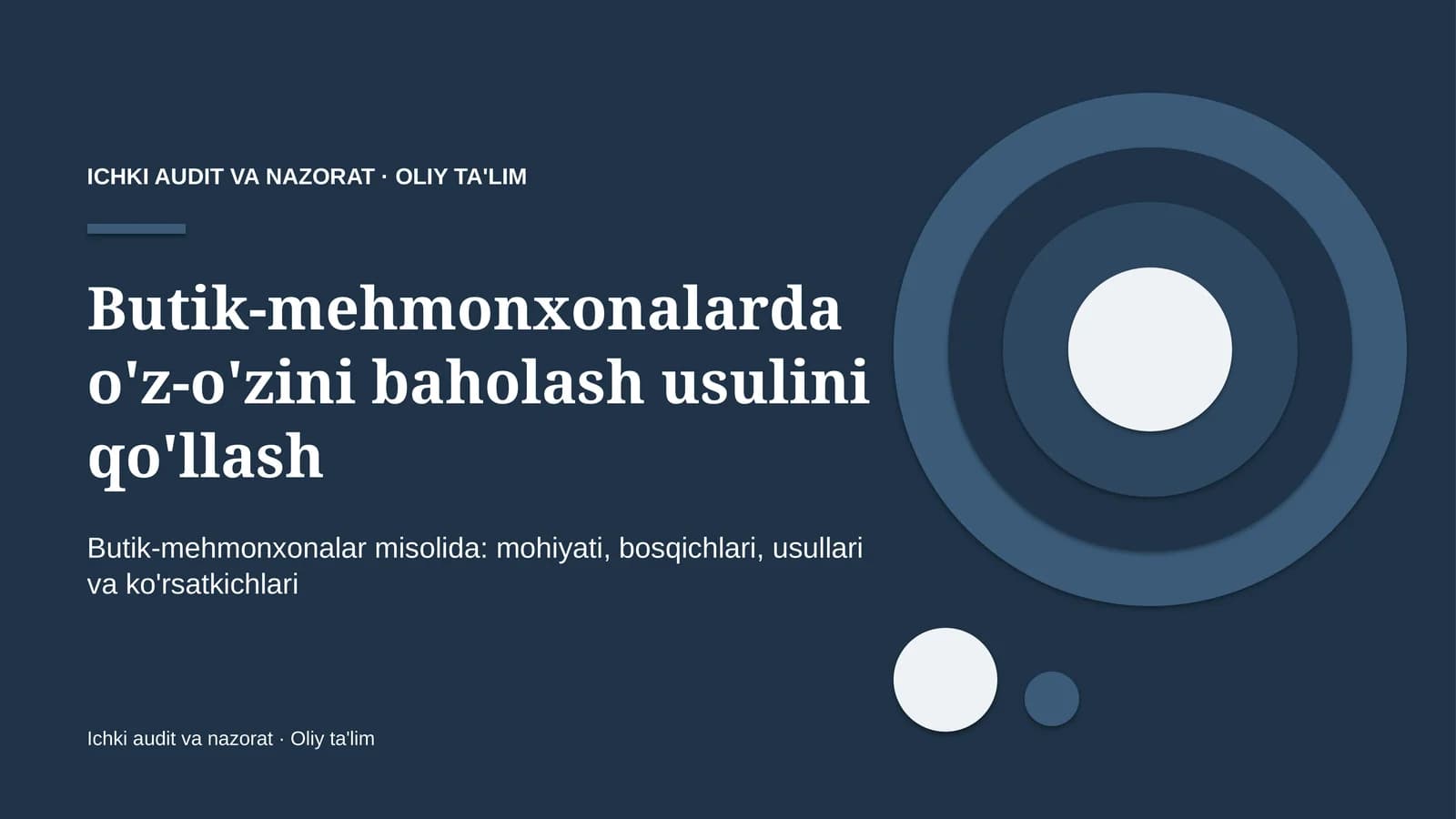 Ichki Audit va Nazorat · Oliy Ta'lim