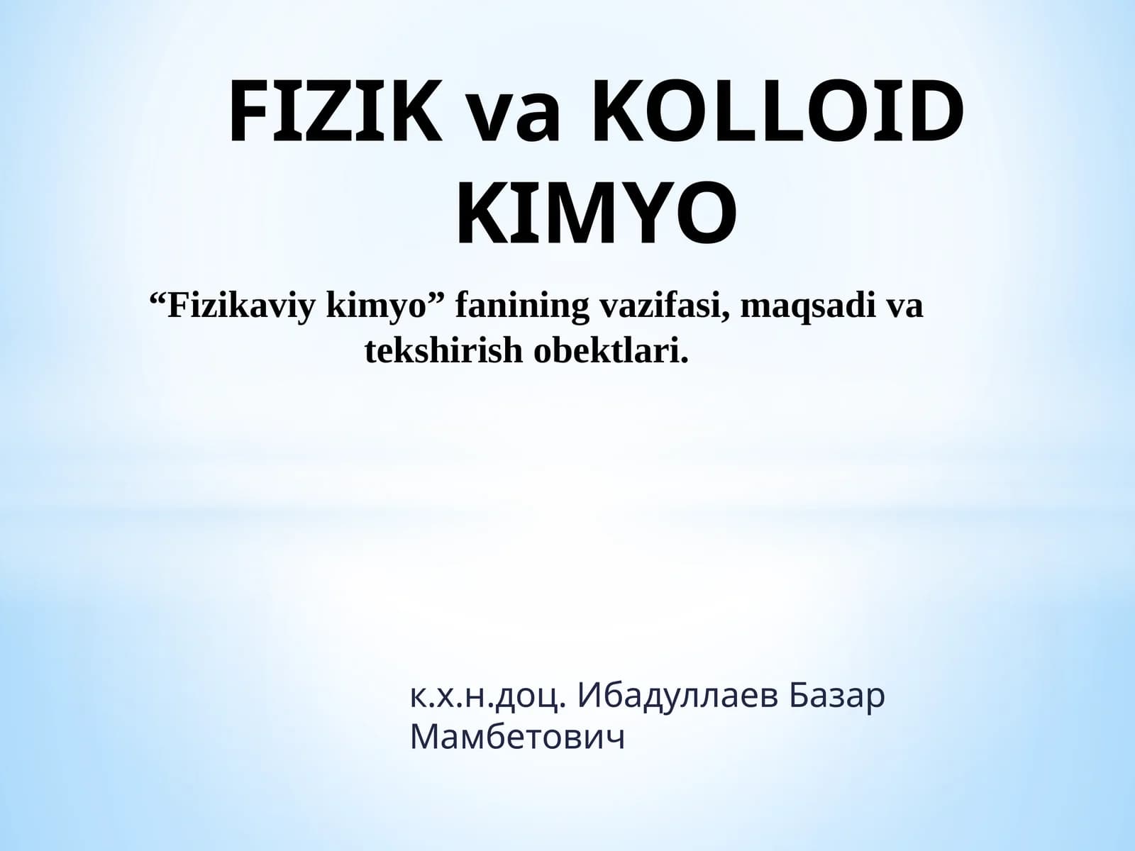 FIZIKvaKOLLOID KIMYO