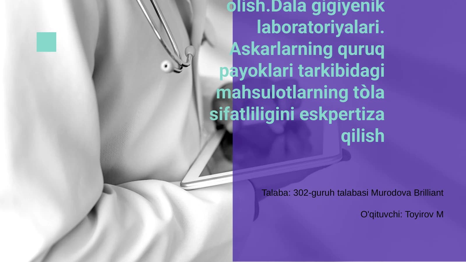 Mahsulotlardan namuna olish