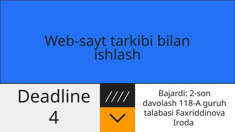 Veb-sayt tarkibi bilan ishlash