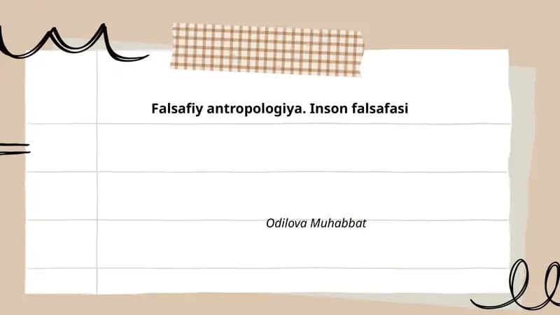 Falsafiy antropologiya. Inson falsafasi