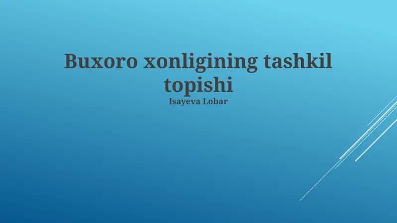 Buxoro xonligining tashkil topishi