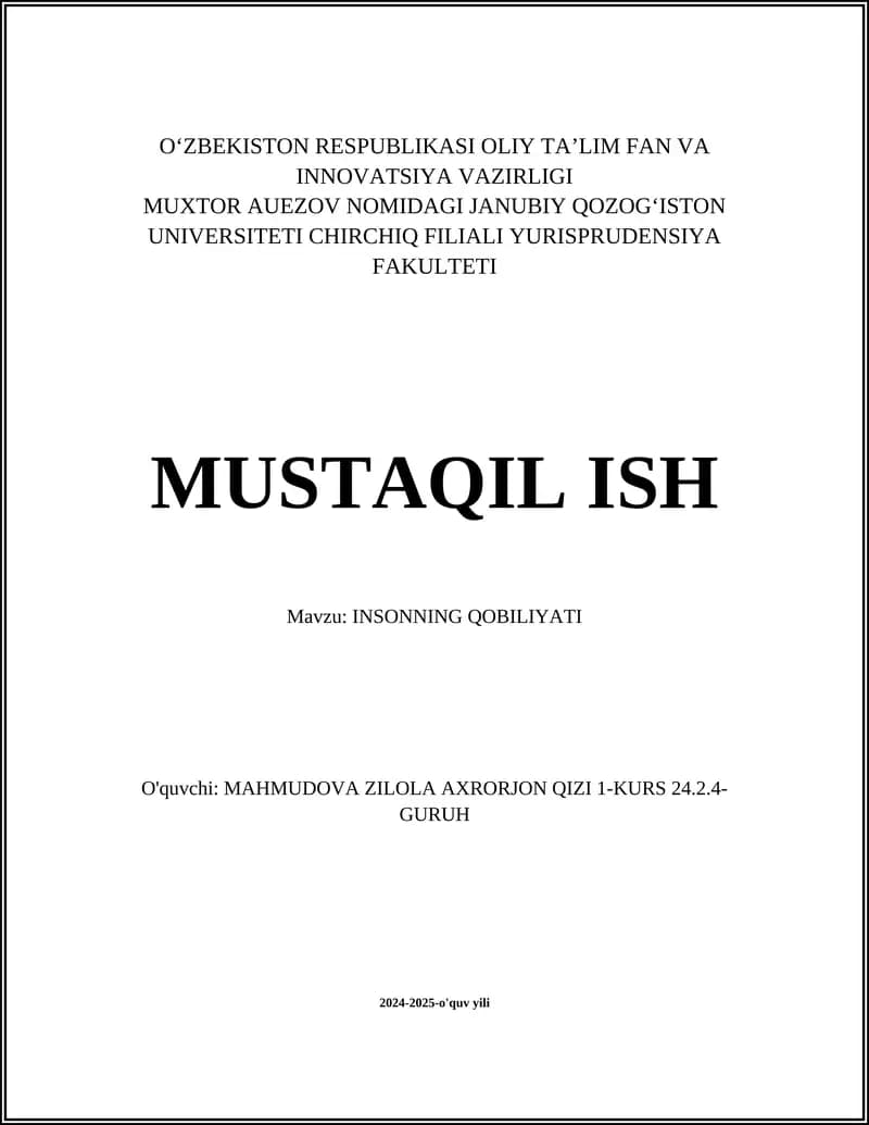 INSONNING QOBILIYATI