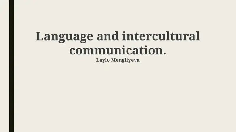 Language and Intercultural Communication