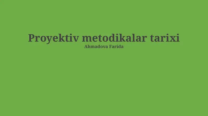 Proyektiv metodikalar tarixi