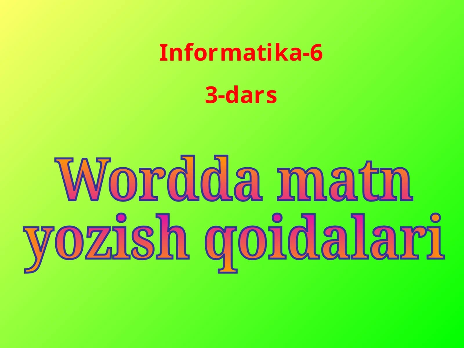 Wordda matn yozish qoidalari