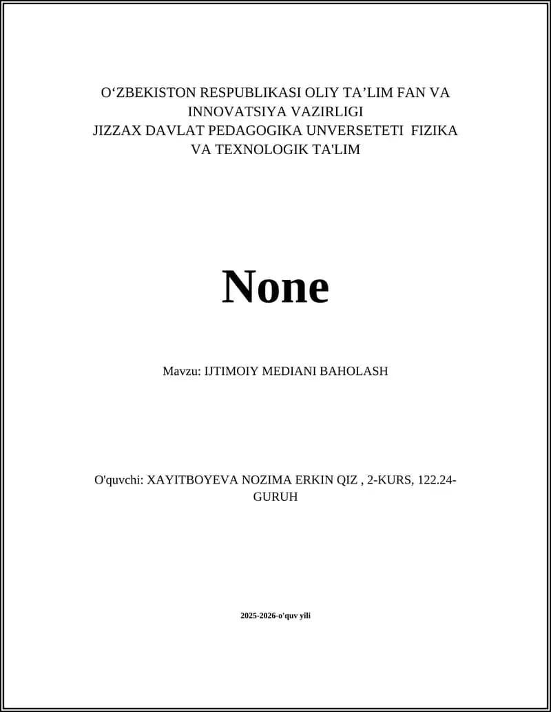 IJTIMOIY MEDIANI BAHOLASH