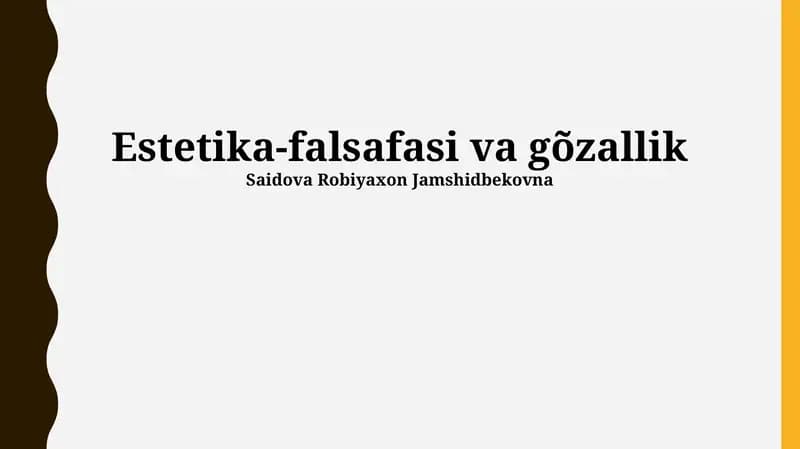 Estetika-falsafasi va gõzallik