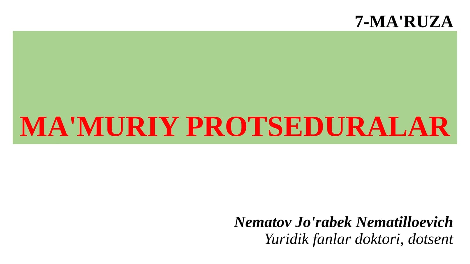 MA'MURIY PROTSEDURALAR
