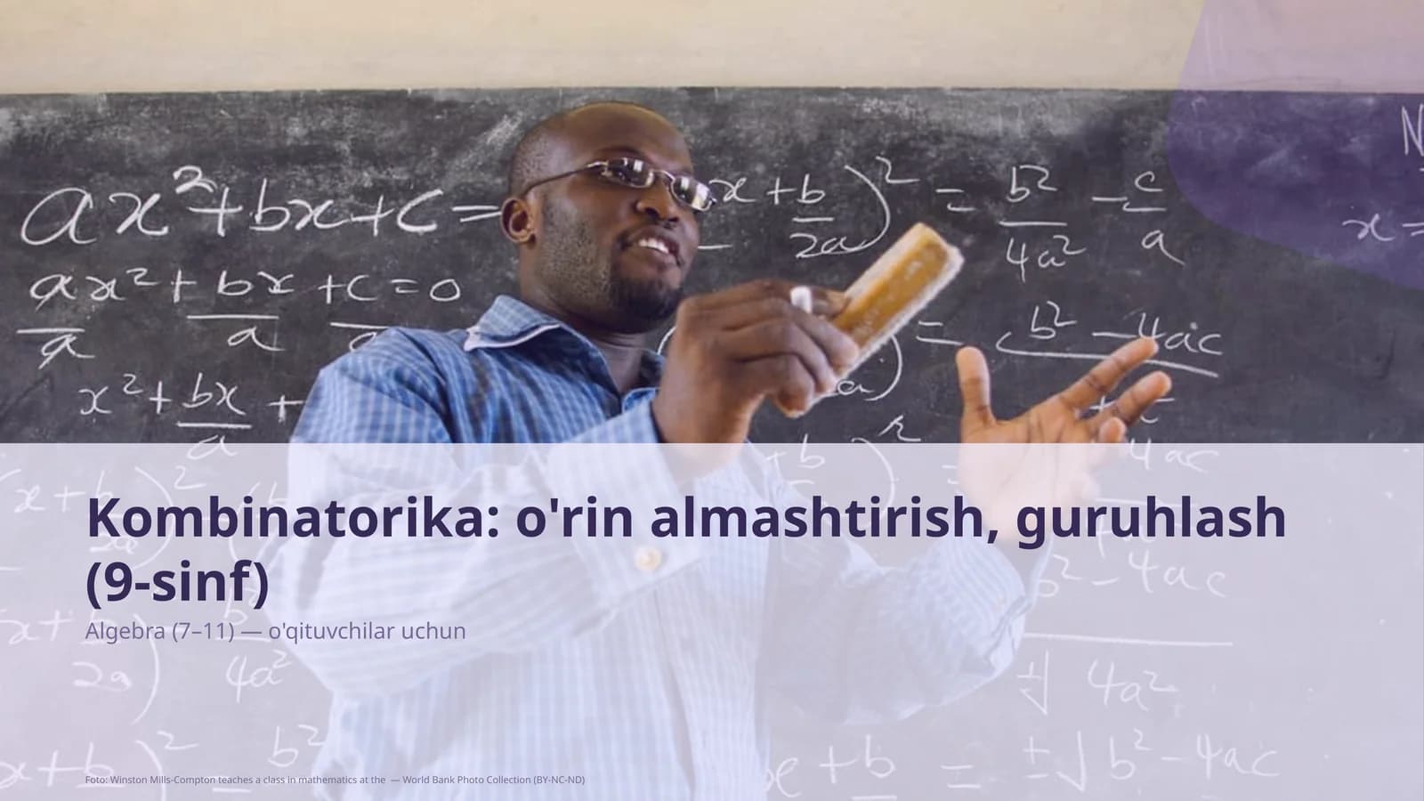 Kombinatorika: o'rin almashtirish, guruhlash (9-sinf)