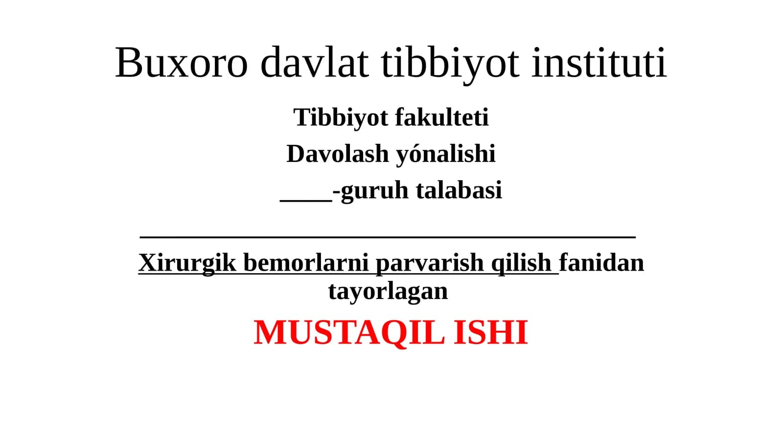 Xirurgiyada gospital infeksiyaning profilaktikasi