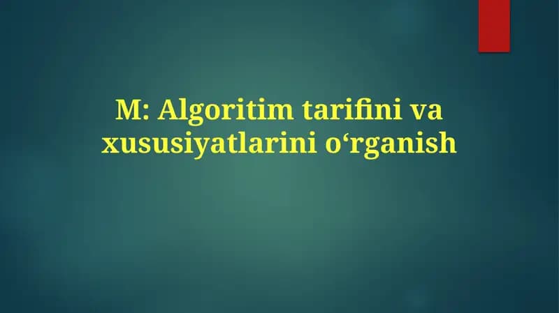 Algoritmlar ta'rifi