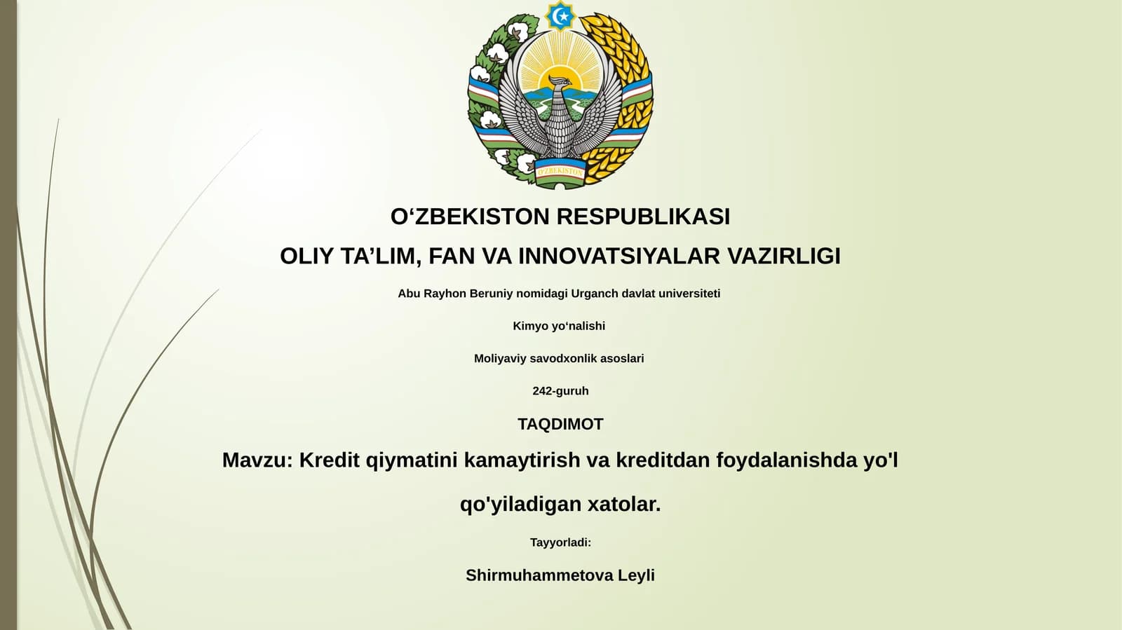 Moliyaviy savodxonlik asoslari