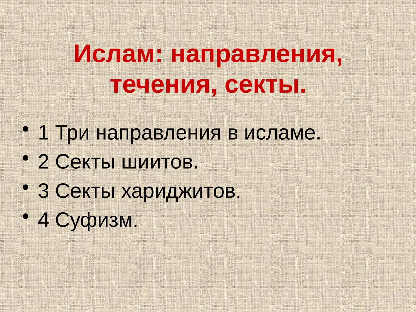 Три направления в исламе