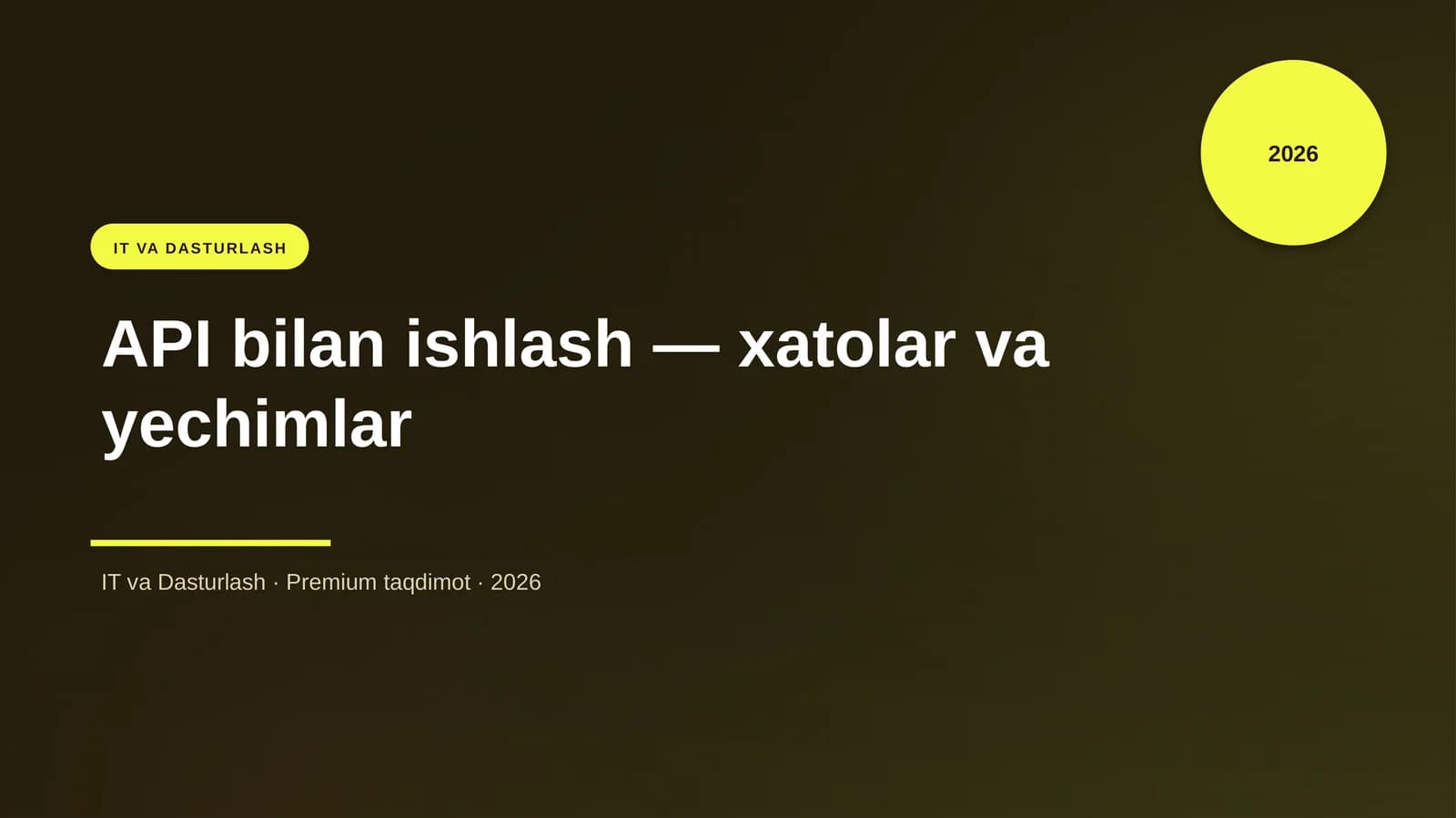 API bilan ishlash — xatolar va yechimlar