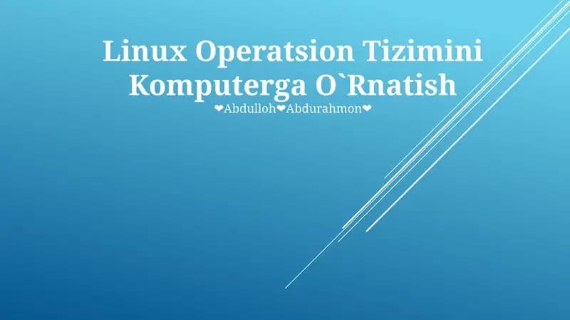 Linux Operatsion Tizimini Komputerga O`Rnatish