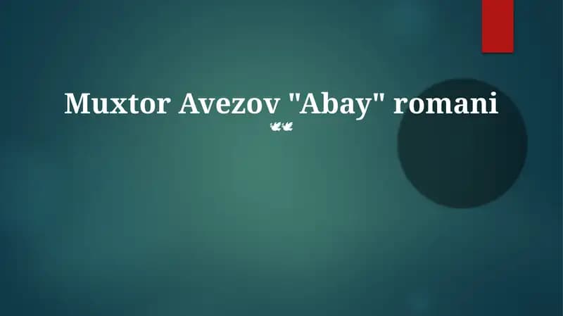 Muxtor Avezov "Abay" romani