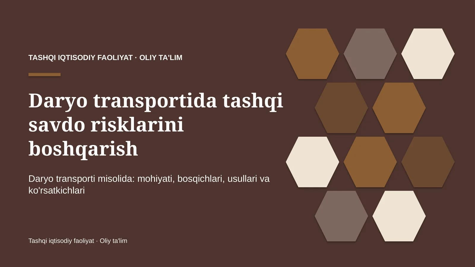 Daryo transportida tashqi savdo risklarini boshqarish