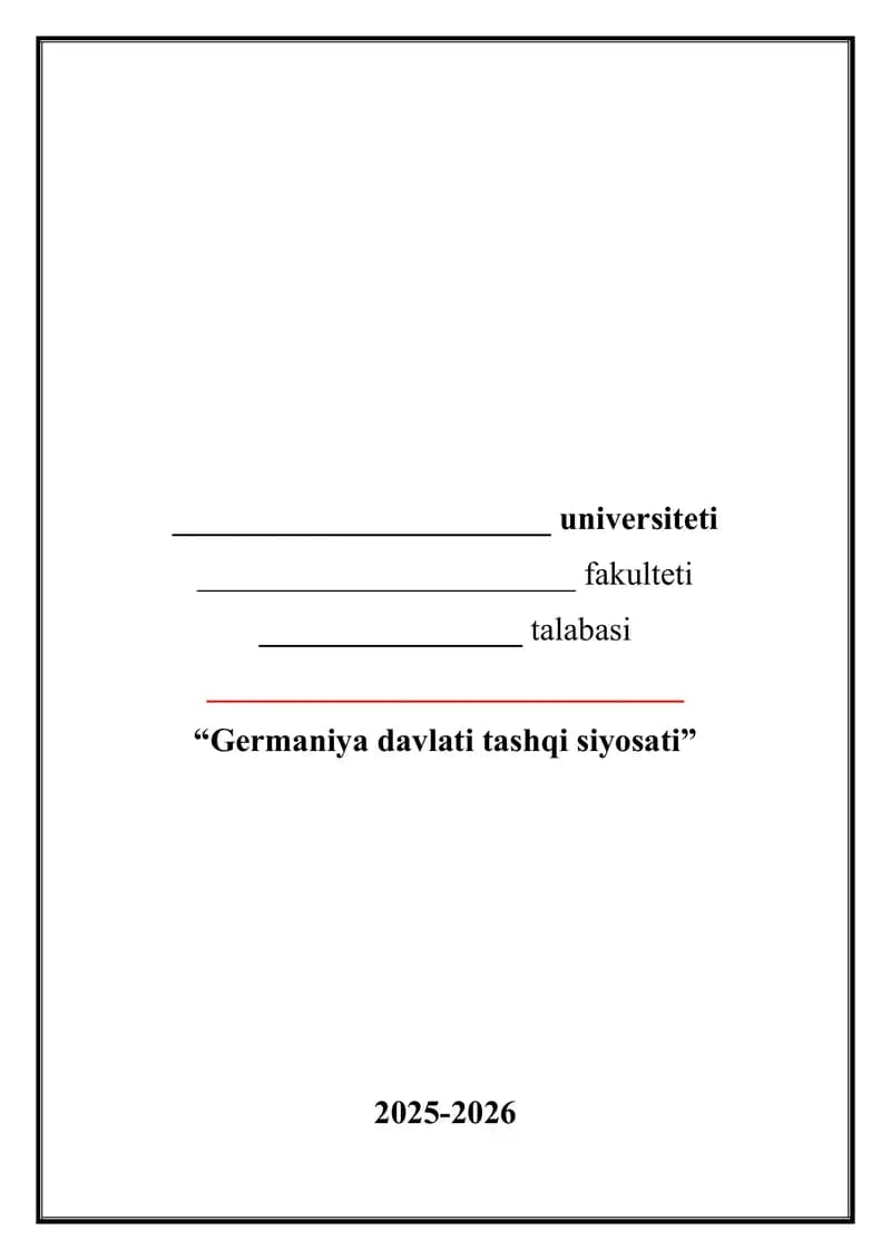 Germaniya davlati tashqi siyosati