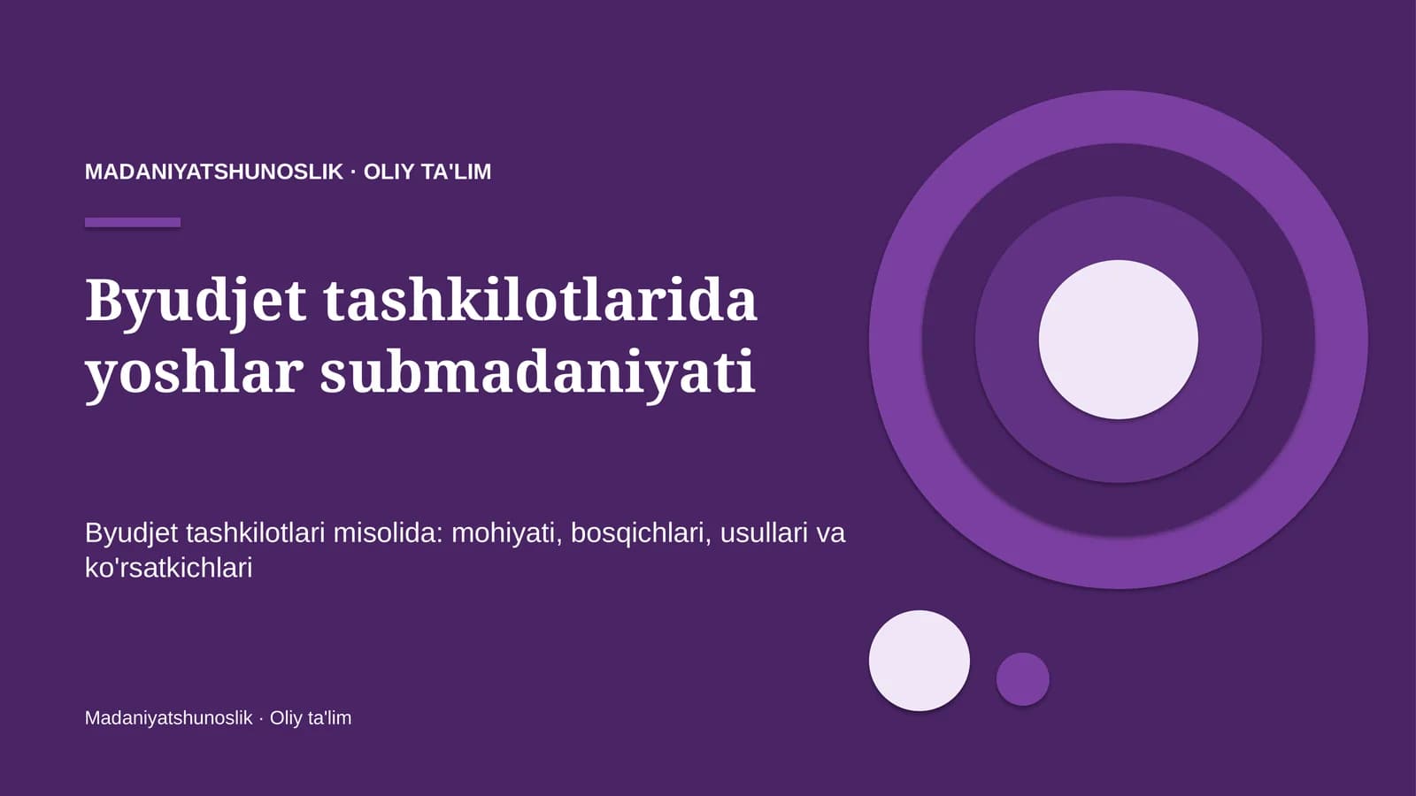 Byudjet tashkilotlarida yoshlar submadaniyati