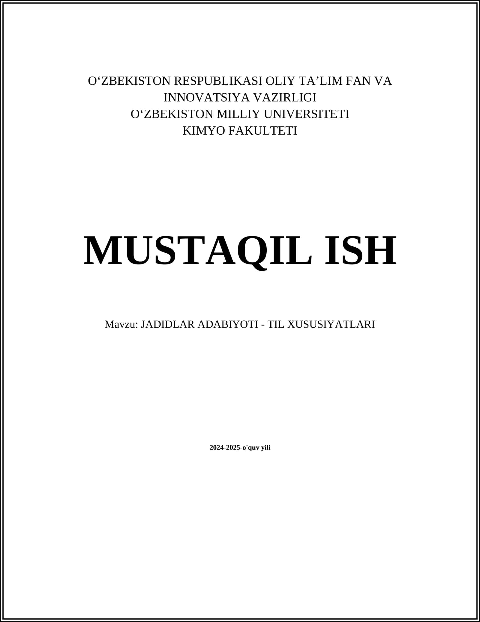 JADIDLAR ADABIYOTI - TIL XUSUSIYATLARI