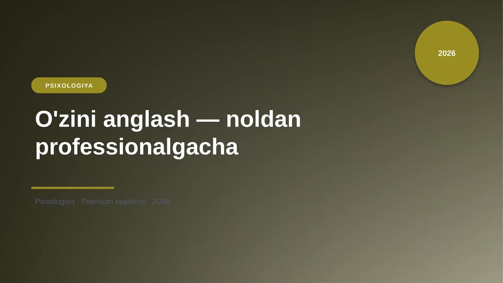O'zini anglash — noldan professionalgacha