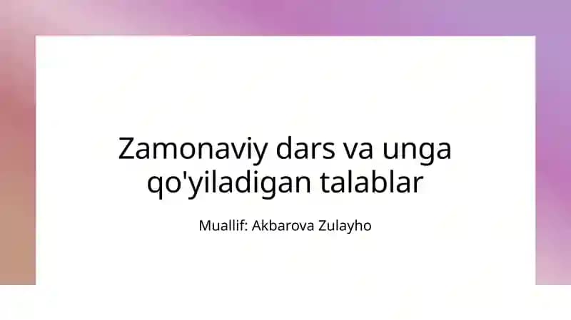 Zamonaviy darslar