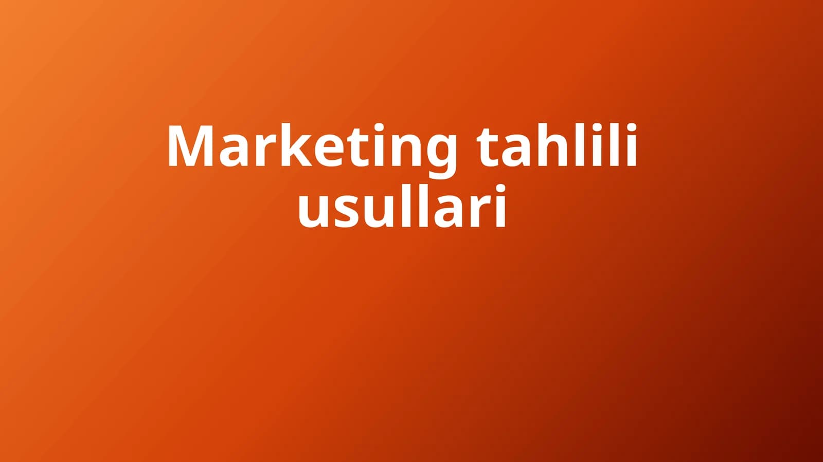 Marketing tahlili usullari