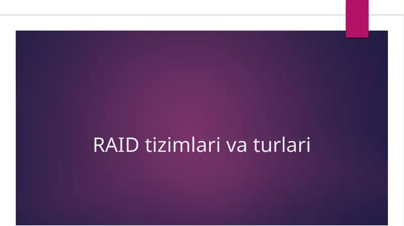RAID tizimlari va turlari