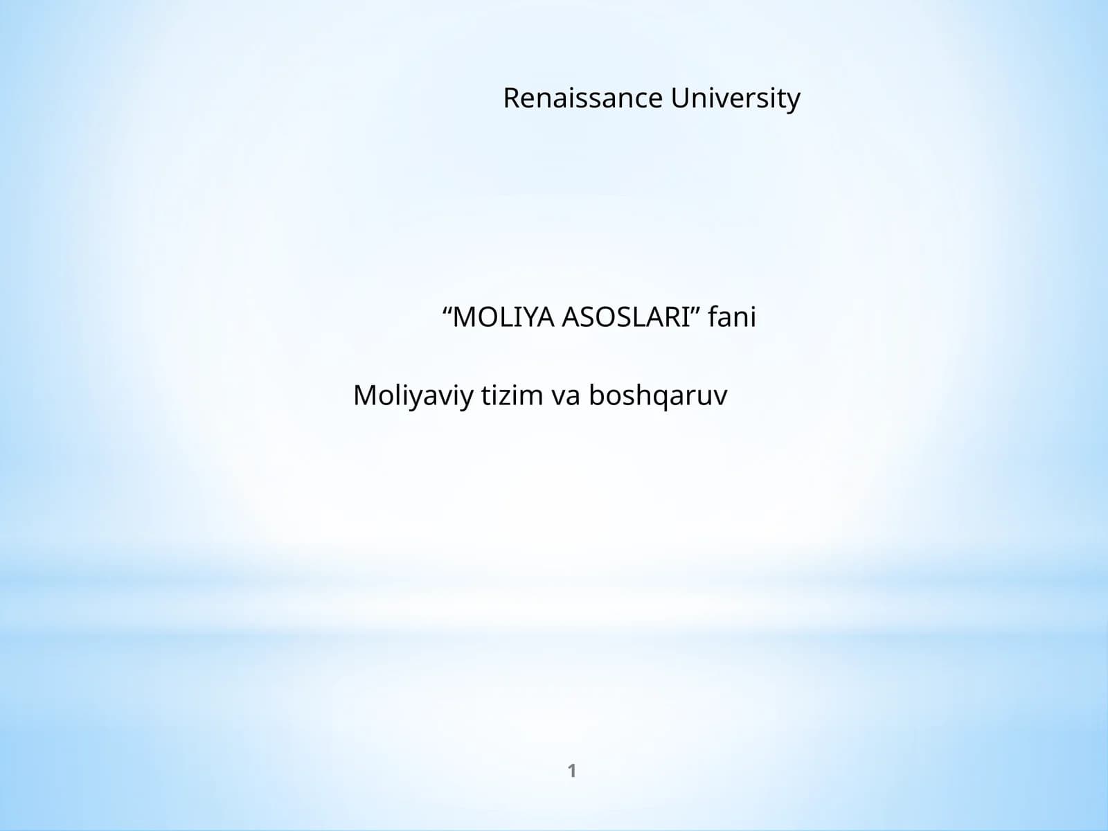 MOLIYA ASOSLARI