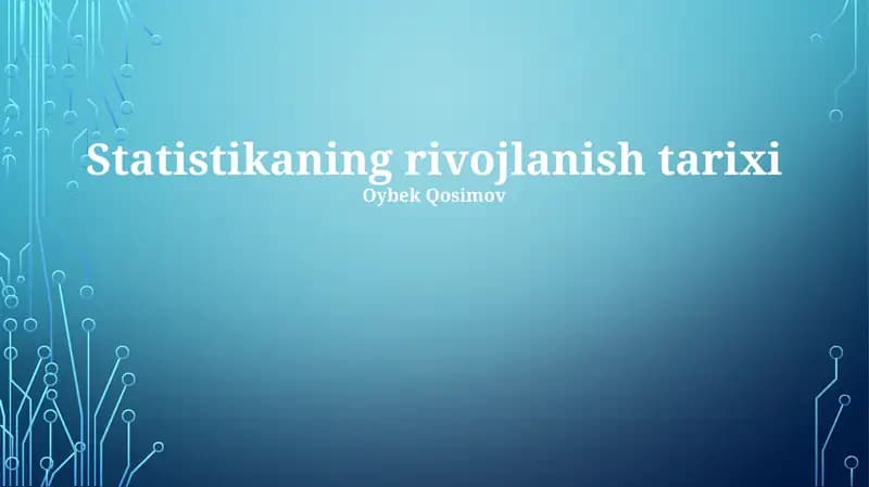 Statistikaning rivojlanish tarixi
