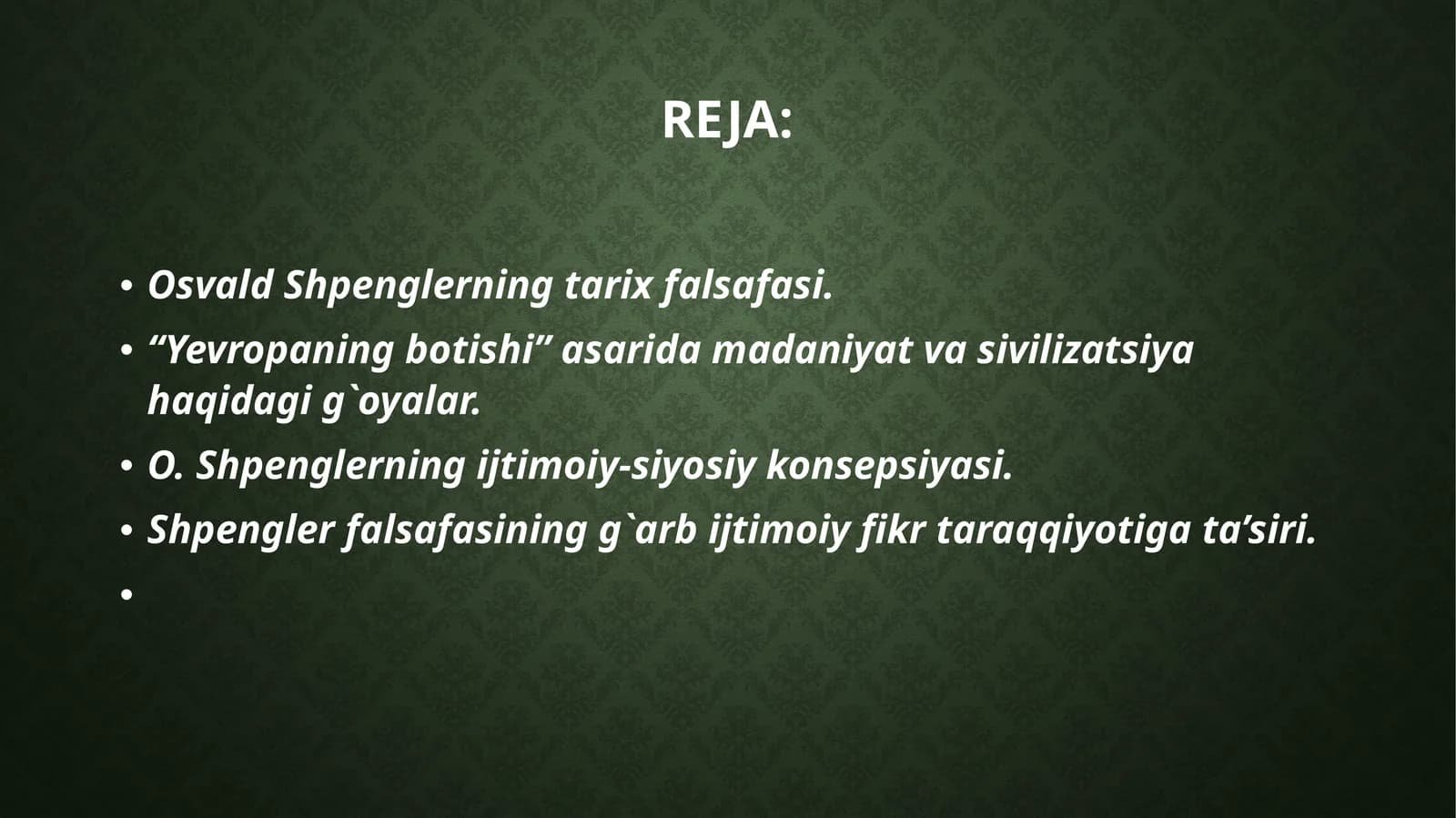 Osvald Shpenglerning tarix falsafasi