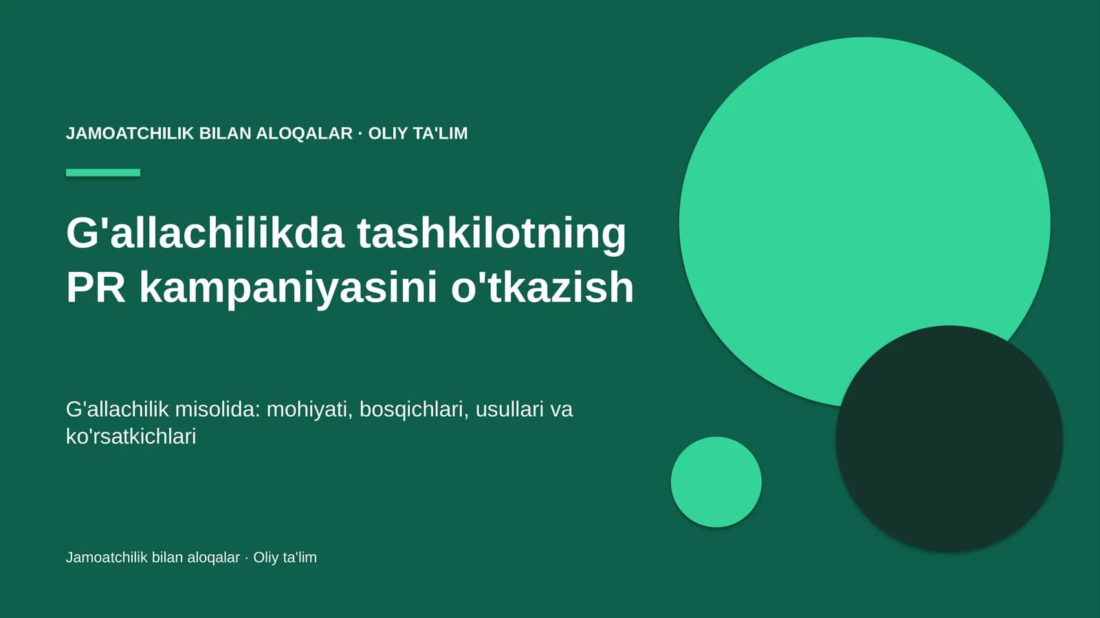 G'allachilikda tashkilotning PR kampaniyasini o'tkazish