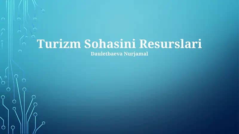 Turizm Sohasini Resurslari