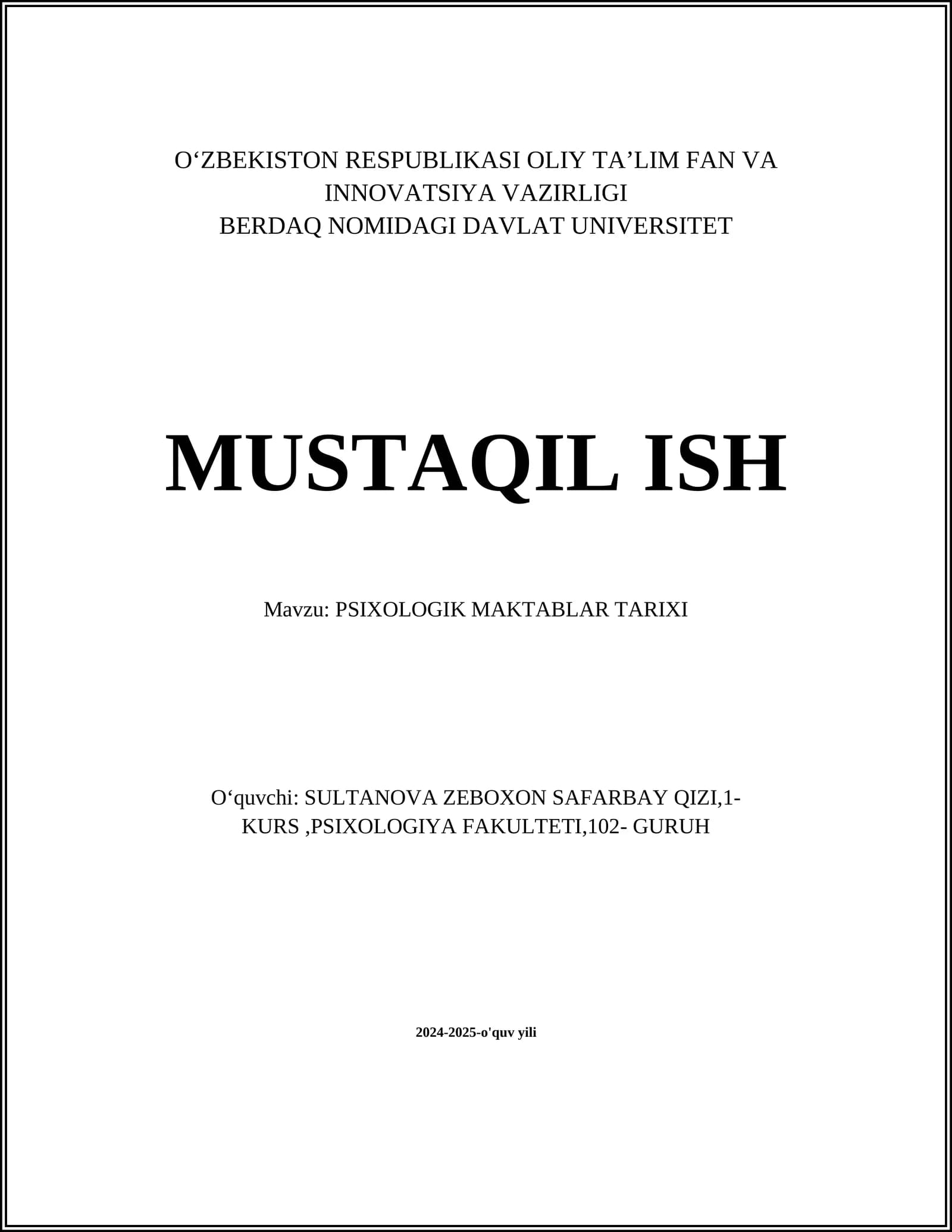 PSIXOLOGIK MAKTABLAR TARIXI
