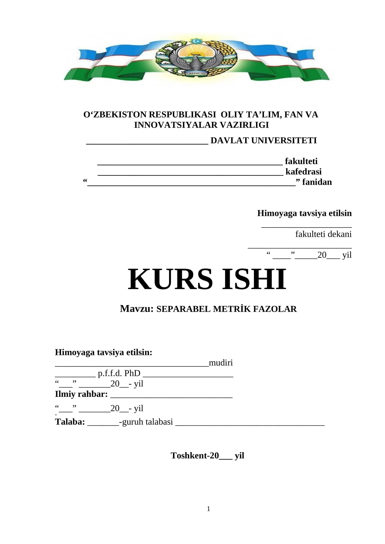 SEPARABEL METRİK FAZOLAR