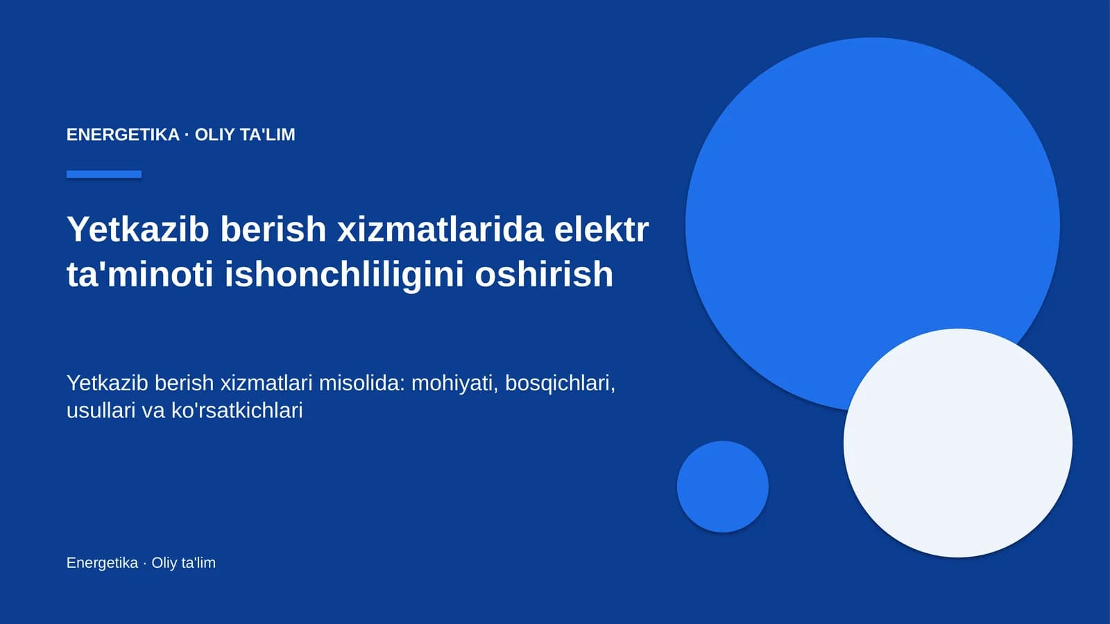 Yetkazib berish xizmatlarida elektr ta'minoti ishonchliligini oshirish