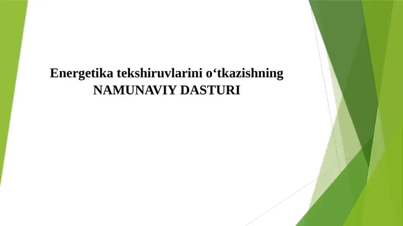 Energetika tekshiruvi NAMUNAVIY DASTURI