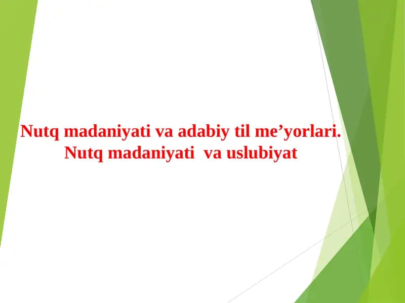 Nutq madaniyati va adabiy til me'yorlari