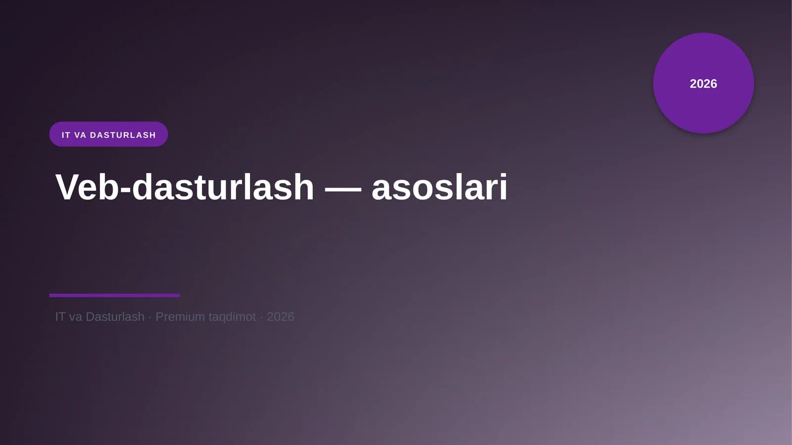 Veb-dasturlash — asoslari
