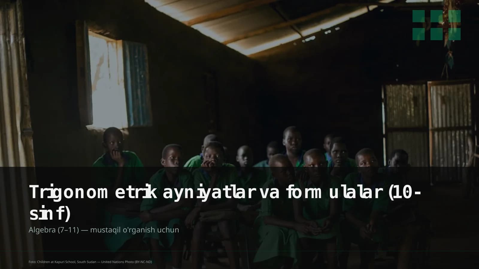 Trigonometrik ayniyatlar va formulalar (10-sinf)