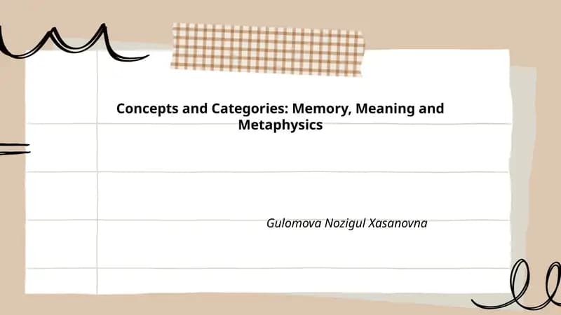 Concepts and Categories: Memory, Meaning and Metaphysics