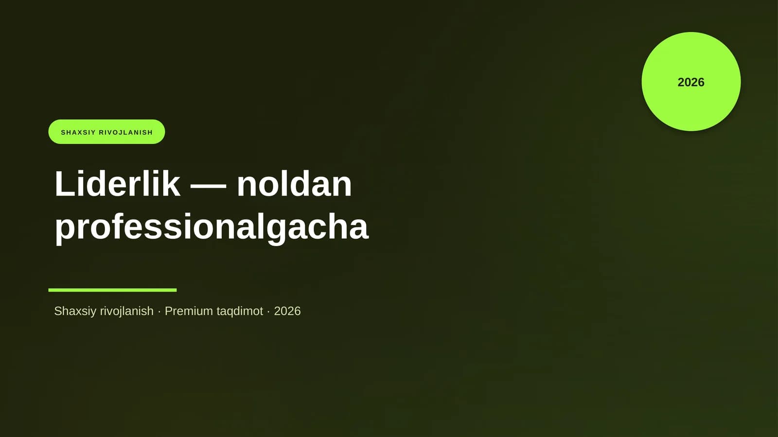 Liderlik — noldan professionalgacha
